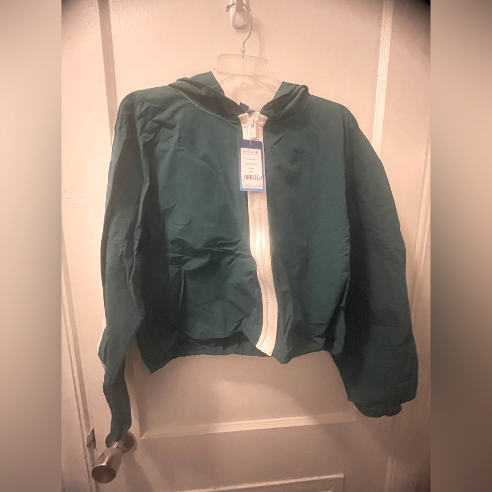 Prime Pickleball For Target Green Hooded Jacket with White Zipper